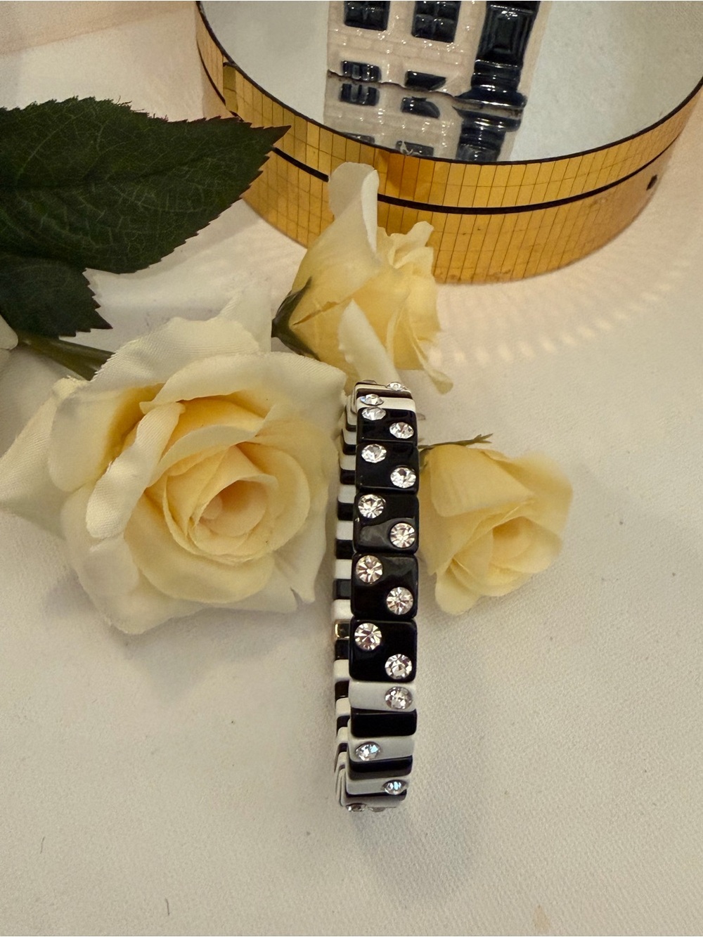 Roxanne Assoulin Black and White Crystal Stretch Bracelet NEW ARRIVALS